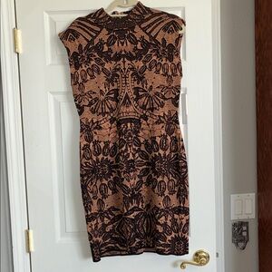 Anthropologie Mock-Neck Cap-Sleeve Slim Knit Dress